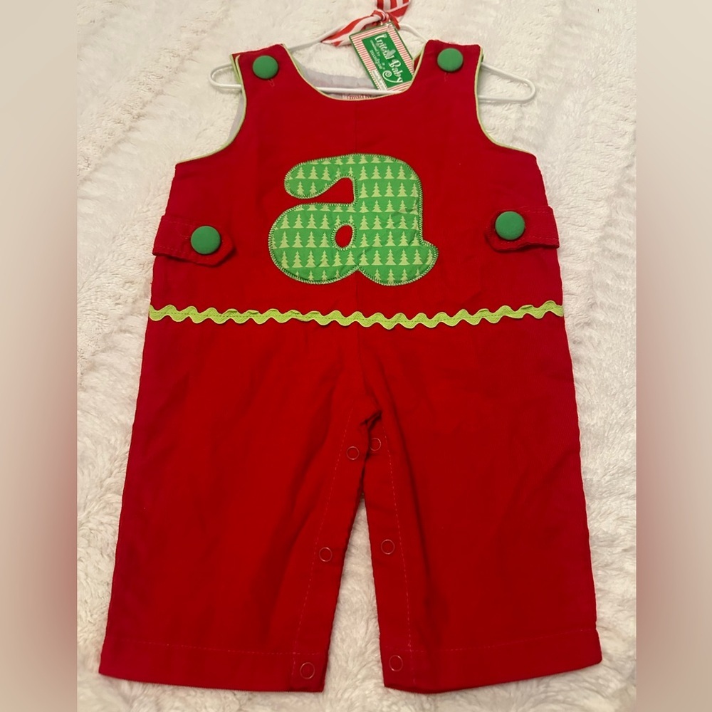 MudPie Initial “A” Christmas Baby Romper 0-6 Months - Holiday Outfit - NWT NEW